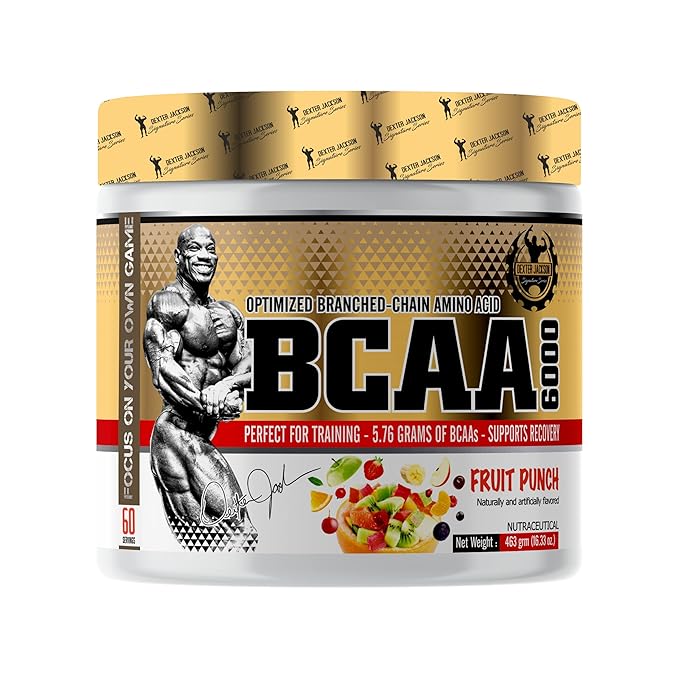 Dexter Jackson BCAA 6000 |Fruit PunchFlavor | 60 Servings, 463g - Advanced Branched-Chain Amino Acid Formula for Optimal Muscle Recovery